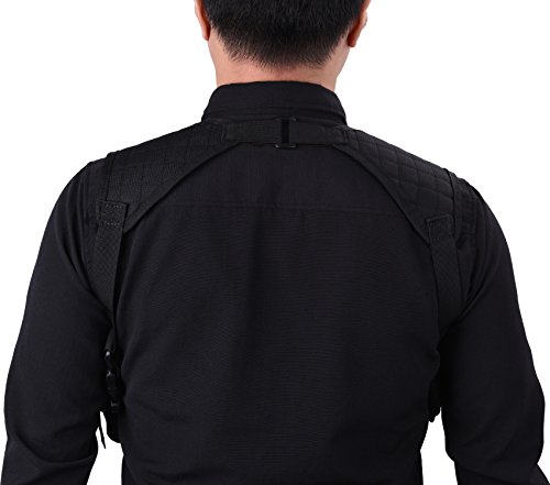 Cyberdyer Tactical Double Draw Handgun Shoulder Holster Fully Adjustable Ambidextrous Horizontal Handgun Carrier (Black) #TOP2