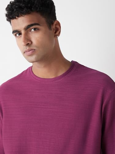 Image of Bewakoof Air 1.0 Men's Solid Oversized Fit Half Sleeve Round Neck Cotton Slub T-Shirt