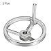 PATIKIL 120mm/4.72 Inch Diameter 12mm ID Rotary Handwheel, 2 Pack Cast Iron Chrome Plated with Handle for Many Types of Milling Machines and Lathes, Silver Tone