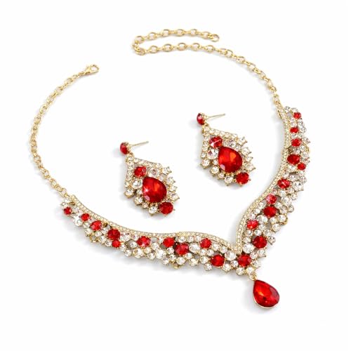 Image of Shning Diva Fashion Stylish Crystal Jewelllery Set for Women | Statement Necklace with Matching Teardrop Earrings | Luxury Elegant Wedding Party Choker Jewelry