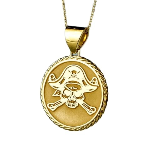 Collier argent 925 pirate LKBEADS chaîne 45 cm et pendentif tête de mort de 22 mm