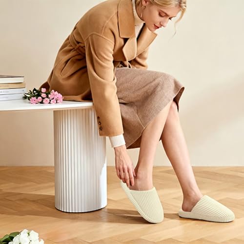 Image of Women Arch Support Slippers - House Bedroom Slippers for Woman, Orthopedic Shoes for Plantar Fasciitis, Corduroy Closed Toe Ladies Slides Outdoor 5-10.5