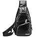 Produktbild Rullar Herren Sling Bag PU Leder Brusttasche Umhängetasche Wasserresistent Kuriertasche Rucksack Schultaschen Tragetasche Sporttasche Wandern Reisen Tasche Schwarz