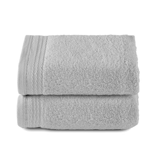 Top Towel - Premium - Grandes Serviettes de Bain - Serviettes de Bain - 2 essuie-Mains - 50 x 100 cm - 100% Coton - 600 grammes - Gris Argent
