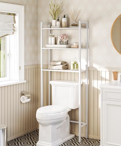 Image of HOOBRO Over The Toilet Storage, 3-Tier Bathroom Organizer Shelf Over Toilet, Freestanding Bathroom Storage Shelves, Space Saver, Easy to Assemble for Room, White WT41TS01