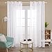 Produktbild Deconovo Gardinen Schals Ösenvorhang Transparent Gardinen Wohnzimmer Vorhang Stickerei 229x140 cm Weiß Blatt 2er Set