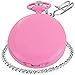 Realpoo Pink Smooth Cover Quartz Pocket Watch, Fashionable Roman Digital White Dial with Waist Chain Pocket Watches for Men -Pink