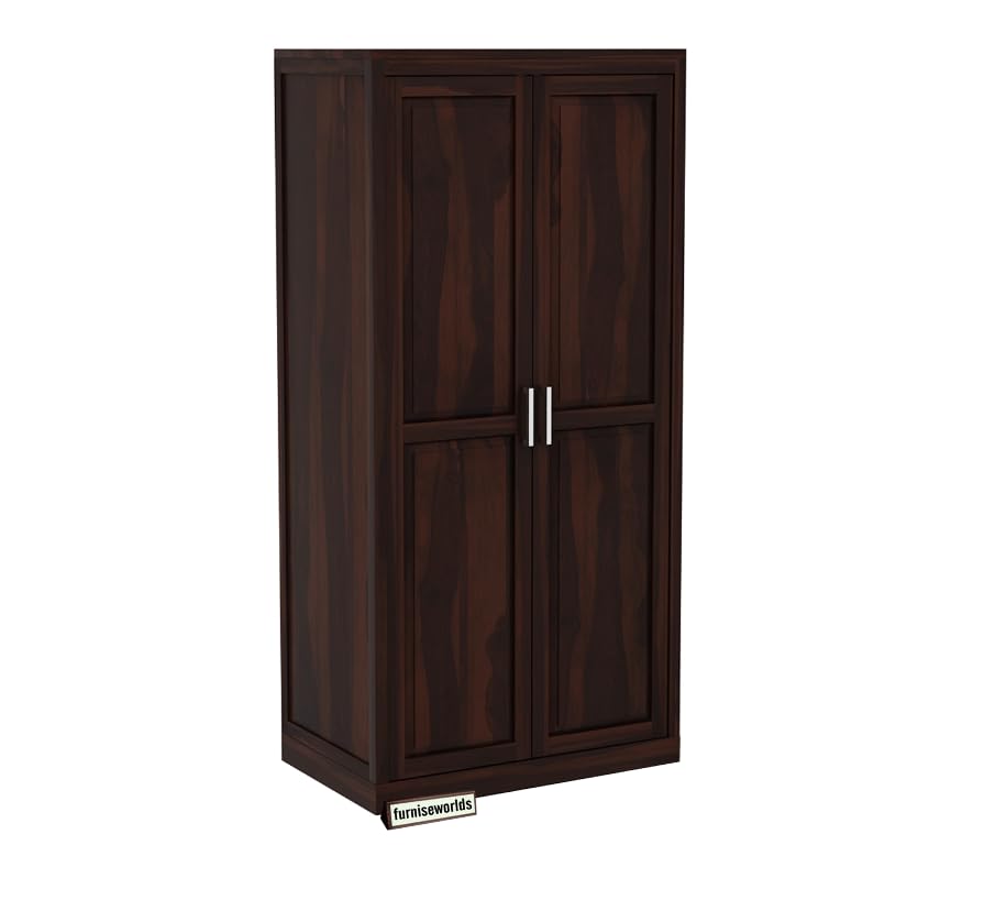 Image of Sheesham Wood Wardrobe with 2 Door and 6 Shelves Storage for Bedroom Wooden Almirah for Clothes for Living Room Bedroom Home, Solid Wood Furniture (Walnut Finish)