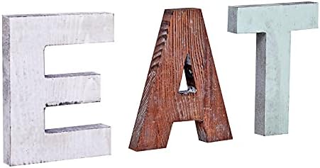 Wooden Eat Sign Decorative Wooden Block Word Signs,Freestanding Dual Purpose On Wall and Desk Wooden Cutout Letters,Home Decoration for Living Room