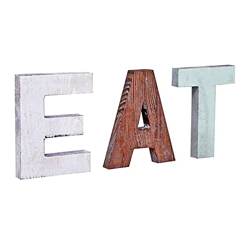 Wooden Eat Sign Decorative Wooden Block Word Signs,Freestanding Dual Purpose On Wall And Desk Wooden Cutout Letters,Home Decoration For Living Room #TOP3