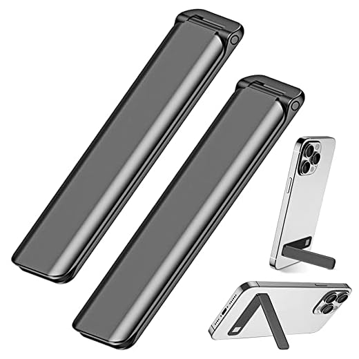 Kinizuxi Cell Phone Kickstand 2Packs, Vertical and Horizontal Aluminum Phone Stand for Desk,Adjustable Phone Holder Stand for Desk Compatible with iPhone,Samsung, iPad, Tablets and More-Black