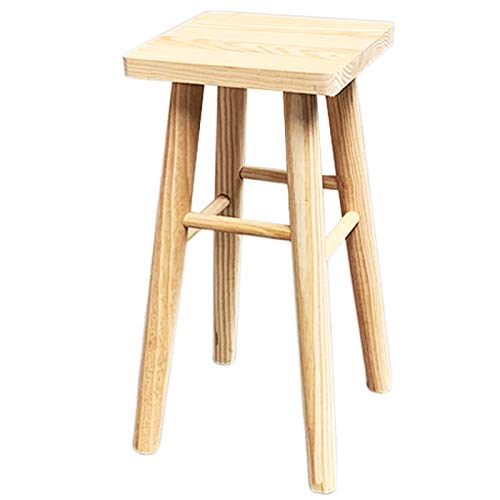 Acan - Taburete de Madera Cuadrado con Patas Redondo 47 x 24 x 24 cm