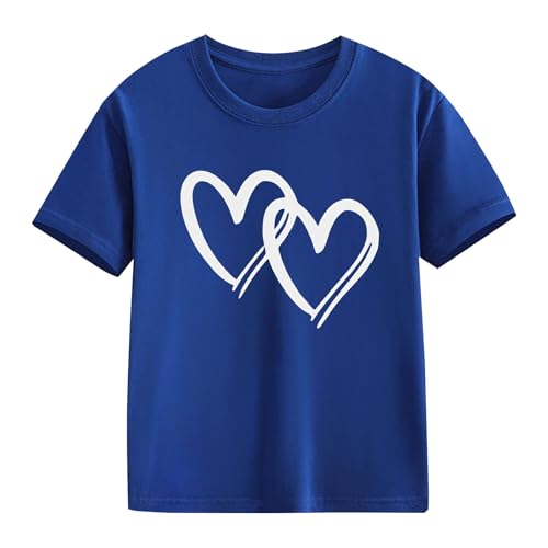 Kids Girls Boys Cotton T Shirts Unisex Short Sleeve Crewneck Heart Graphic Breathable Athletic Tops Comfy Casual Tees2