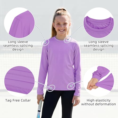 Image of American Trends Rash Guard Girls Swim Shirt Long Sleeve UPF 50+ 5-16T | UV Protection Girls Sun Shirt Lightweight Quick Dry for Kids Teens