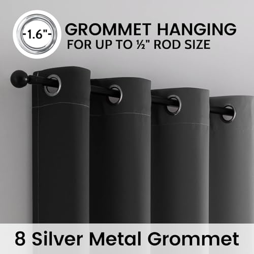 Image of SimpleHome 100% Blackout Ombre Bedroom Curtains Black and Greyish White,54L | Room Darkening Curtains,Thermal Insulated Grommet Window Drapes and Curtains for Living Room,2 Panels, 52x54 inches Length