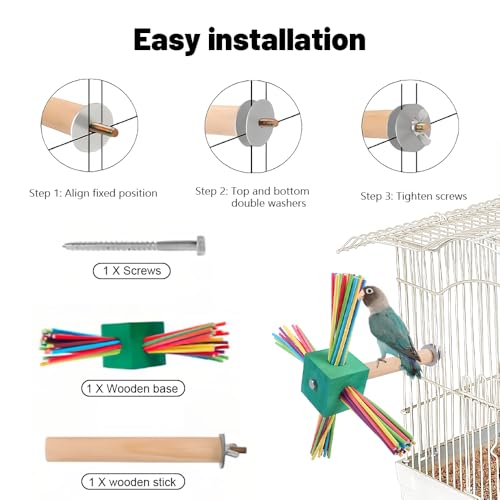 Image of Bird Toy Rotating Perch Toy, Wooden Parrots Ferris Wheel Toy with Colorful Wooden Sticks, Hanging Bird Stand Cage Accessories for Parakeet Parrot, Cockatiel, Budgerigar,Conure, Lovebirds (B)