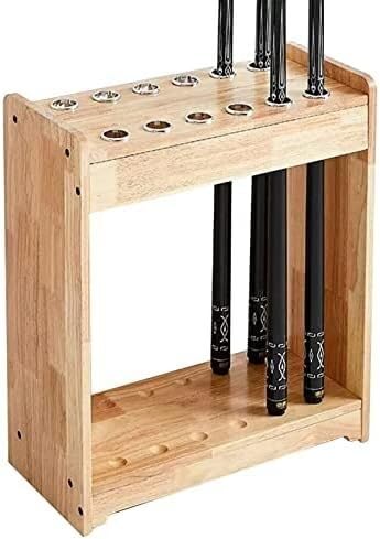 OYYMTE Wooden Cue Rack For 12 Cues Floor Corner Pool Table Accessory For Schools, Houses And Clubs
