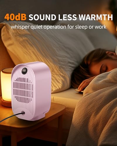 Image of Space Heater, Portable Heater for Indoor Use, Small Electric Heaters with Overheat & Tip-Over Protection, Mini Desk Heaters for Office Bedroom Bathroom, Compact & Efficient Heating, Pink