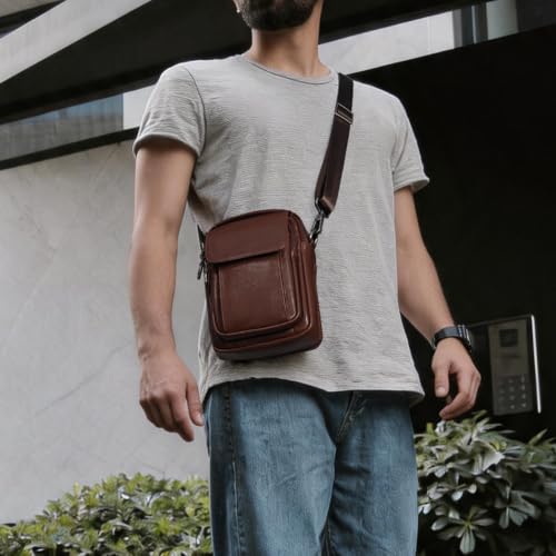 Image of Augus Genuine Leather Small Messenger Bag Crossbody