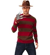 AOBUTE Halloween Freddy Costume Women Dress Mens Long Sleeve Red Striped Sweater