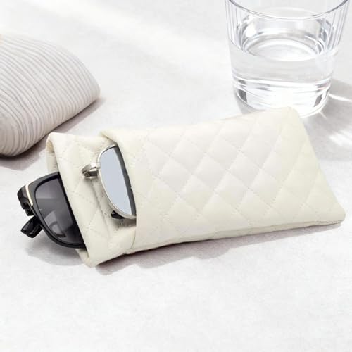 Estojo Duplo para Óculos, Estojo Macio para Óculos para Homens e Mulheres, Estojo de Armazenamento para Óculos de Sol com Abertura por Compressão para Viagem, Suporte para Óculos, Branco, tamanho �