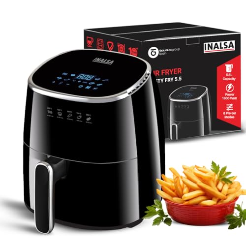 Inalsa Air Fryer For Home|5.5 L Capacity|1600 W With Smart Aircrisp Technology|Quick Heat Circulation|4-In-1 Appliance With 8 Preset Menu & Digital Display,Tasty Fry 5.5, Black (B0D795TSHM) Amazon Price History, Amazon Price Tracker