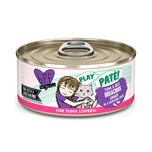 Weruva B.F.F. Play - Best Feline Friend Paté Lovers, Aw Yeah!, Tuna & Beef Bodacious with Tuna & Beef, 5.5oz Can (Pack of 8)