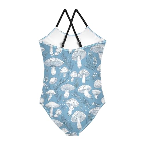 White Mushrooms Girls One Piece Swimsuits Quick Dry Beach Swimwear Bathing Suit2