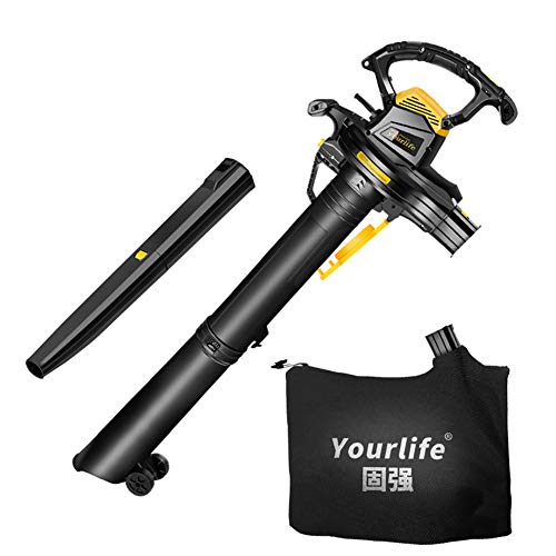 ACXZ Soplador eléctrico Potente de Hojas/Aspirador/Trituradora con Ruedas, relación de trituración 16:1, 3800W/6-velocidad Ajustable, Bolsa de Recogida de 40L