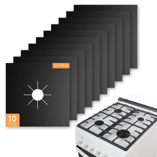 10-Pack Cuttable Stove Top Covers for Gas Burners, Non-Stick