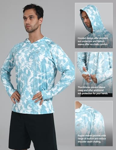 Men's UPF 50+ Sun Protection Hoodie Shirts UV SPF Long Sleeve Rash Guard Fishing Swim Shirts Quick Dry3