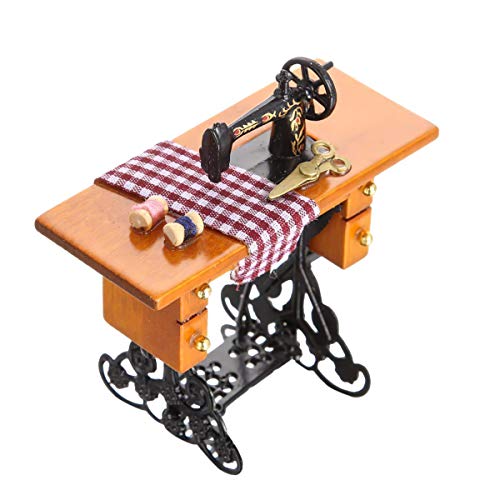 Wooden Dollhouse Furniture Dollhouse Accessories 1:12 Scale DIY Puzzle Project Doll House Furnishings Accessories - Sofa,Sewing Machine,22 Set Furniture,Sofa Set,Desk Chair Set (Sewing Machine)