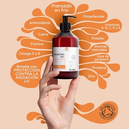 Aceite de Almendras Organico, Prensado en Frio, Puro, 100% Natural. Masaje Profesional, Cabello y Pestañas, Hidratante Corporal (Manos, Uñas) Facial (Antiedad), Estrias Embarazo - 250 ml - imagen 4