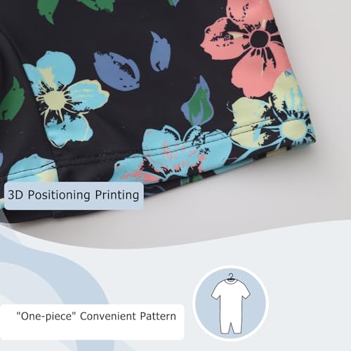 Image of Girls One Piece Rash Guard Swimsuits for Kids UPF 50+ Sun Protection Short Sleeve Swim Shirt