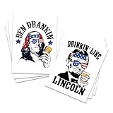 American Flag Temporary Tattoos/Funny Patriotic Tattoos for young adults/Perfect for 4th July - Memorial Day - Veterans Day/Patriotic Body Art/Skin Safe/Removable (Funny Patriotic 6pk)