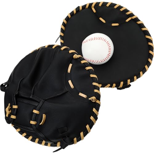 VioraWhite Pancake Baseball and Softball Training Glove - Flat & Soft Premium PVC Fielding Gear for...