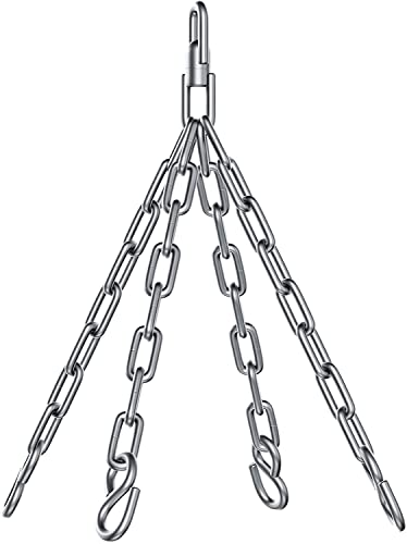 Four Rays Heavy Bag Hanger Heavy Duty Punching Bag Chain with 360 Swivel & 4 S-Hooks Heavy Bag Chain Supports Up to 200 lbs for Boxing MMA Kickboxing Uppercut & Maize Bags