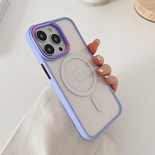 Coque iPhone 13 Pro transparente violette avec protection caméra métal et anneau magnétique