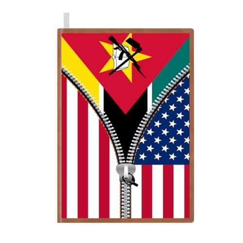 Mozambique Mozambican America Flag Printed Zipper Leather Journal for Men Women 100 Pages A5 Ruled Notebook Lined Notepad for Writing Note Taking Travel Diary for Teachers Students College
