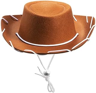 Sponsored Ad - Brown Felt Cowboy Hats for Kids - (Pack of 2) Wide Brim Western Themed Cowboy/Cowgirl Costume Accessory Sun...