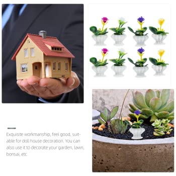 Hanabass 8 Pcs Mini Potted Flower Miniature Dollhouse Flower Plant Figurines Micro Landscape Dollhouse Plant Model Miniature Garden Ornament Dollhouse Decors #TOP2