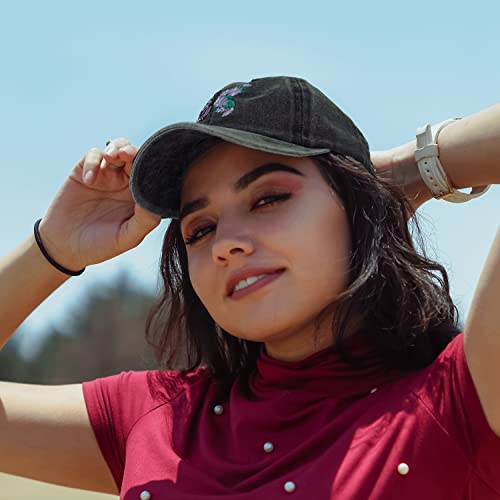 Butterfly Floral Trucker Hats Baseball Cap- Embroidery Purple Butterfly Daisy Denim Outdoors Snapback Hat- Butterfly Gifts For Women Girl- Black Yellow #TOP5