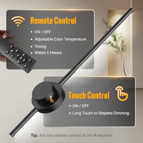 Rechargeable Wireless Wall Sconces Set of Two, 27.5 Inch Wall Lights with Remote | 360° Adjustable Heads & 3 Color Temperatures | Timer, Sconces Battery Operated for Bedroom, Hallway, Staircase Decor — view 4