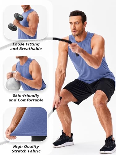 Image of PINSPARK Men's Tank Tops Quick Dry Summer Workout Muscle Shirt Athletic Casual Sleeveless Shirts for Bodybuilding Beach Gym