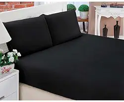 Jogo de Lençol Casal 3 Peças – Preto, Macio e Confortável