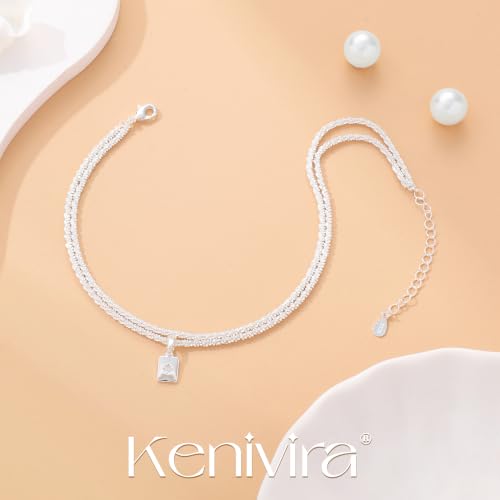Image of Kenivira Sterling Silver Ankle Bracelets for Women,Gold Dainty Layered Waterproof Anklet for Women, Anklet Set Stackable Beach Gift Adjustable Size