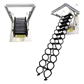 TECHTONGDA Attic Ceiling Ladder, 12-Step Pull Down Attic Stairs, 9.84ft Folding Loft Ladder, 660lbs Capacity Folding Stairs, 31.5'' x 39.4'', Ideal for Garage Attics, Storage Rooms, Pure Black