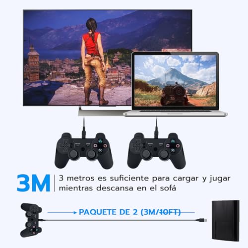 Mcbazel 2pcs Cable de Carga PS3 Mini USB 3M,Cable de Conexión y Carga USB-A a USB Mini para Dispositivos Puerto Mini USB Mando de PS3, Disco Duro Externo, Micrófono - Negro - imagen 4