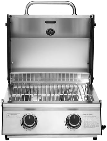 Bild 2 - TAINO PLATINUM COMPACT Tischgrill 2 Brenner Gasgrill Edelstahl Kompakt Camping BBQ