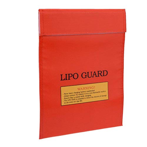 LiPo Batterie Sac Ignifuge Batterie Poche pour Appareil Photo Drone Jouets Radiocommandés, Piles Sac de Rangement (230 x 300 mm, Rouge)